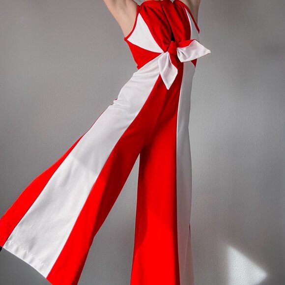 Rare Vintage 70's Bell Bottom Jumpsuit with Halter Style Top - Picture 6 of 8